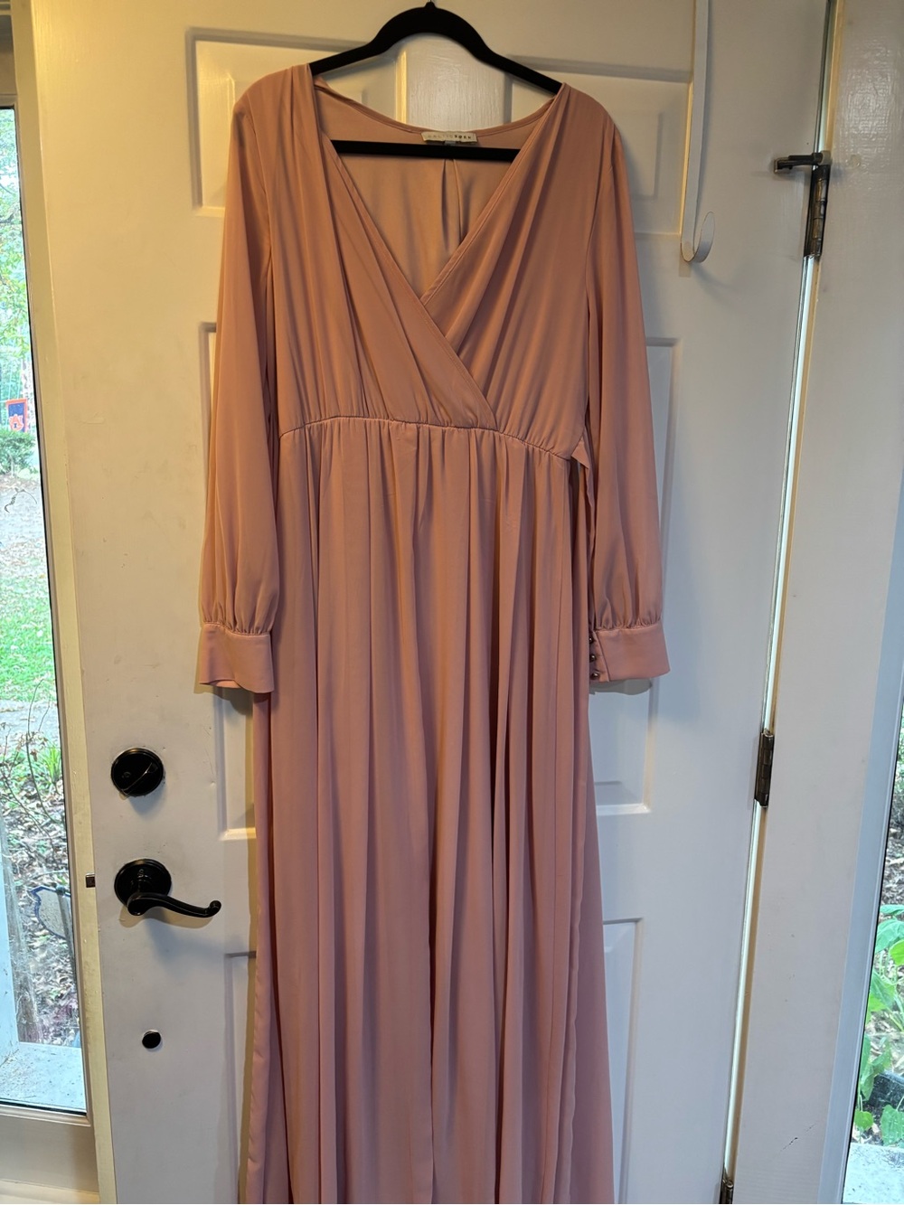 Baltic Born Blush Pink Long Sleeve Wrap Maxi Dress